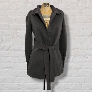 Standard James Perse Gray 100% Cotton Sweatshirt Wrap Jacket Belted Collared